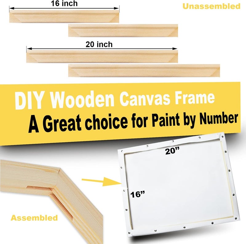 ECOIOU 2-Set DIY Canvas Stretcher Bars 16x20 Inch Canvas Frame for Oil Paintings,Prints,Paint by Numbers & Posters - Image 3